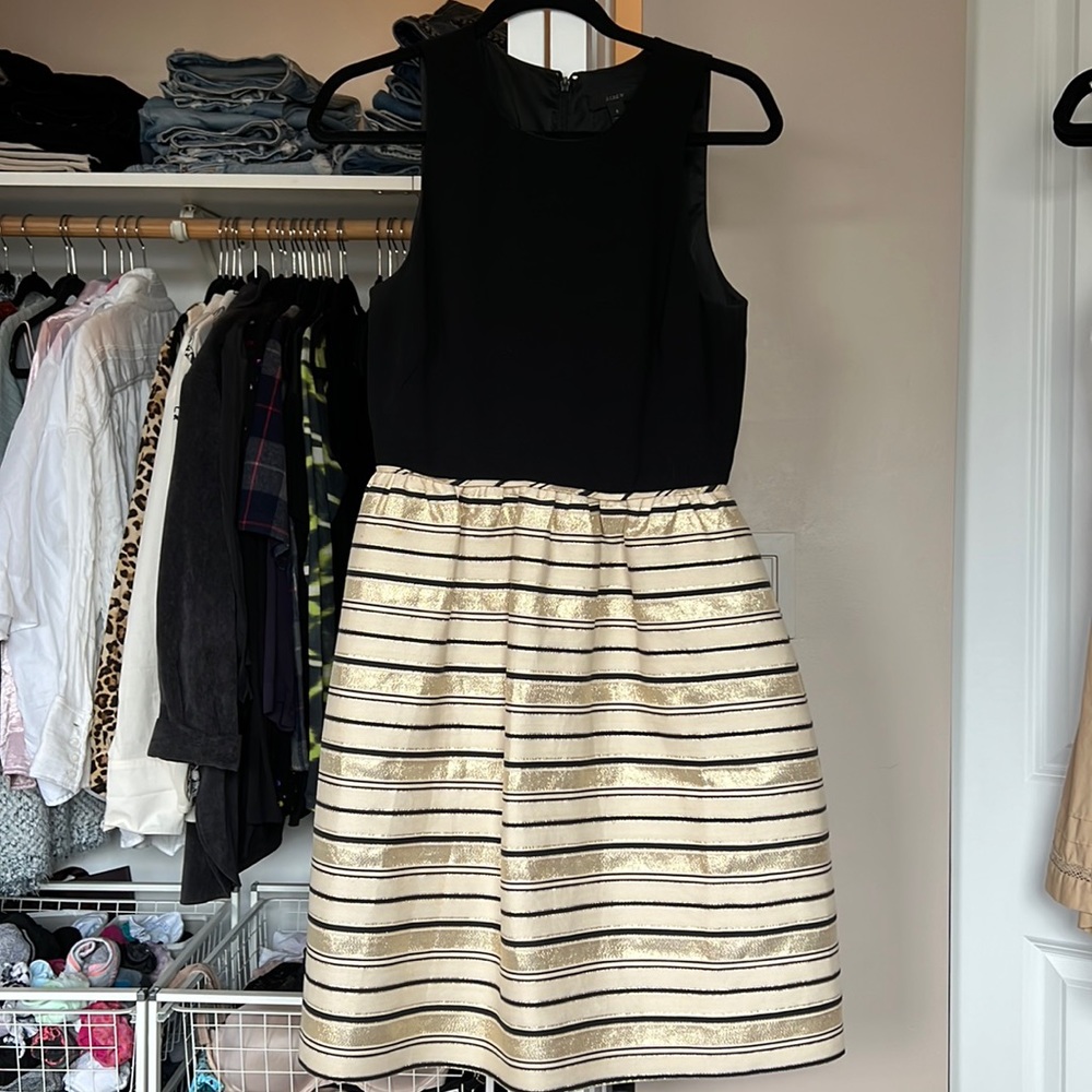 J Crew Black and Gold Dress